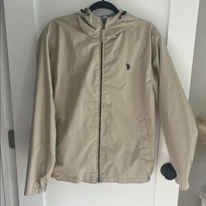U.S. Polo Assn. Tan Hooded Windbreaker